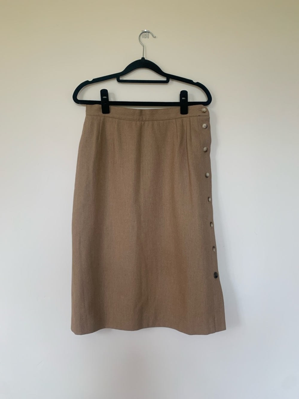 Evan Picone Camel Button-Side Midi Skirt